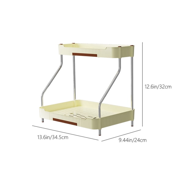 Rkxzt Plastic Shelves,Kitchen Counter Organizer Spice Bottle Rack Multi-Tier Shelf Condiment Display Stand White Plastic Stainless Steel 13.58x12.60x9.44