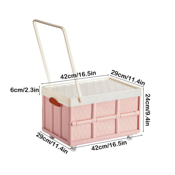 Rkxzt Plastic Storage Box,Reinforced Plastic Storage Bin with Lid Closet Organizer Container 42x29x24cm Blue or Pink,Storage Trunks|Plastic,Pink