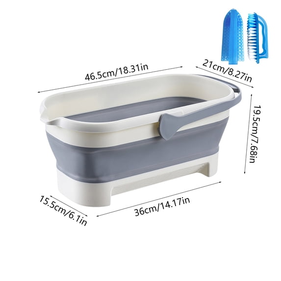 Rkxzt Plastics Foldable Tub,Foldable Mop Bucket 4.7 Gallon 17L Collapsible Water Pail with Handle for Cleaning Camping,Mopping|Plastic,Gray