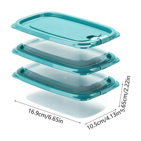 Rkxzt Plastics Foods Storage Boxs,Glass Refrigerator Storage Box Set 3 Clear Plastic Containers With Locking Lids 550ml Stackable For Leftovers