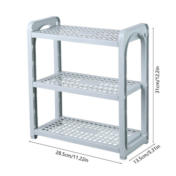 Rkxzt Plastics Rack,Adjustable 3 Tier Desktop Storage Rack Organizer White Plastic Shelf for Kitchen Bathroom Office 12.2x11.22x5.31in,Bathroom Storage &