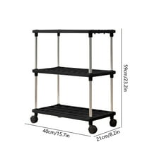 Rkxzt Plastics Storage Rack,Rolling Storage Shelves Unit with Wheels Plastic Pantry Rack 23.2x15.7x8.2in White or Black,Kitchen Storage