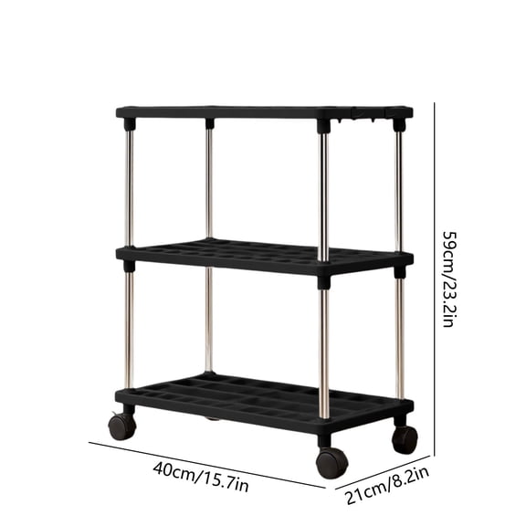 Rkxzt Plastics Storage Rack,Rolling Storage Shelves Unit with Wheels Plastic Pantry Rack 23.2x15.7x8.2in White or Black,Kitchen Storage
