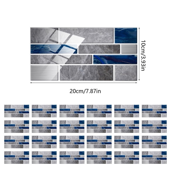 Rkxzt Plastics Tile Stickers,3D Tile Stickers Crystal Film Imitation Brick Pattern Waterproof Wall Sticker 12-Pack 20x10 cm,Other Decoration