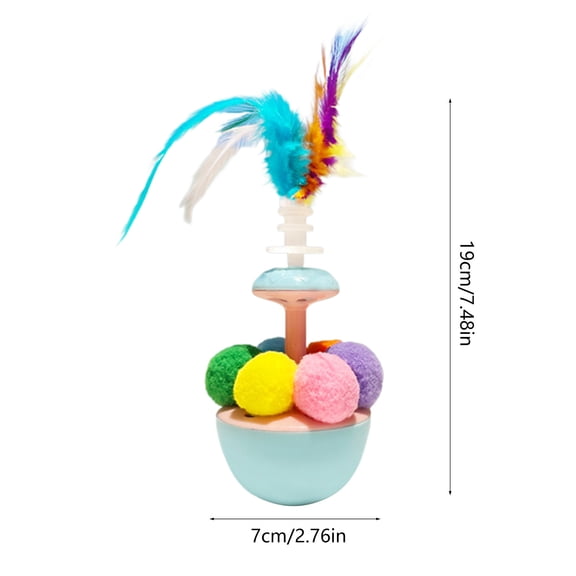 Rkxzt Plastics Tumbler Toy,Self Righting Cat Toy with Feathers 360 Rolling Sway Ball Teaser Interactive Play Blue Pink,Other Household Tools|Plastic,Blue