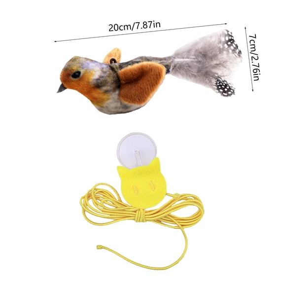 Rkxzt Plush Bird Toy,Interactive Cat Toy with Realistic Bird Sounds Hanging Feather Teaser Stick for Indoor Play,Other Household Tools|Polyester,Brown