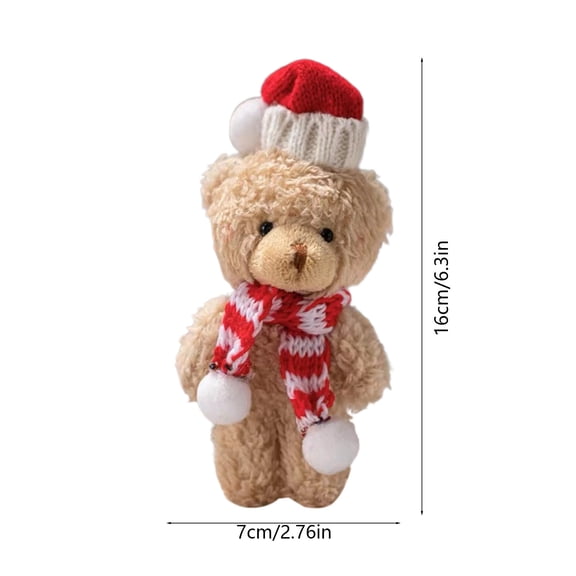 Rkxzt Polyester Bear Cub,Christmas Teddy Bear with Red Scarf Cuddly Toy Brown Polyester 6.3 Inch Decor Gift,Holiday Products|Polyester, Brown