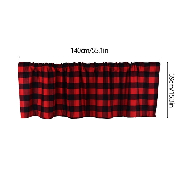 Rkxzt Polyester Blackout Curtains,Red Lattice Window Valance with Rod Pocket Cottage Style Curtain 15 x 55 Inches Polyester Kitchen Living Room