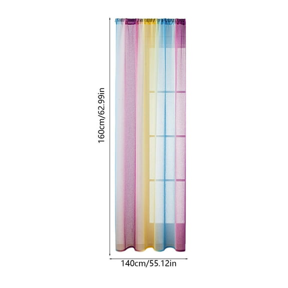 Rkxzt Polyester Curtains,Rainbows Sheer Curtains 55 x 63 Inches Ombres Colorful Rod Pocket Semi Sheer Gauze Voile Drapes for Bedroom Living Room,Other