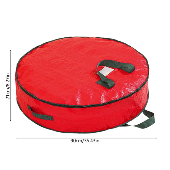Rkxzt Polyester Storage Bag Christmas Wreath Storage Bag with Carry Handles and Card Slot Waterproof Polyester Moving Storage Bag,Holiday Products|Polyester,Red