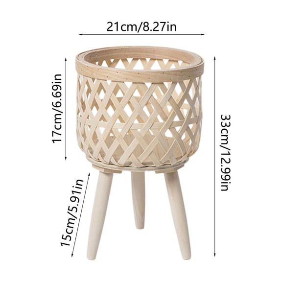 Rkxzt Rattan Potted Plants,Wooden Woven Plant Basket Indoor Outdoor Storage Decor 12.99 x 8.27 Inches Beige Black Brown,Other Decoration|Wood,Beige