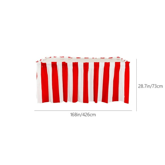 Rkxzt Red And White Striped Table Skirt Red and White Striped Carnival Table Skirt Waterproof Rectangular Table Decoration 14ft Long 29in High Home