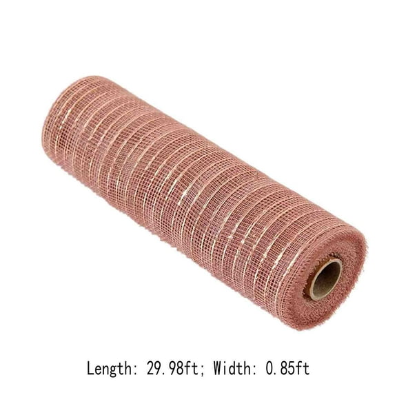Rkxzt Ribbon Gold and Pink Christmas Mesh Ribbon Roll 30 Feet Long 10.23 Inches Wide for DIY Tree Ornaments Crafting Decorations Home