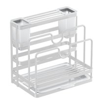 Rkxzt Shelves Stainless Steel Kitchen Knife Storage Rack with Tray 9.45x8.66x6.3"Countertop Organizer for Cutting Boards and Utensils Storage