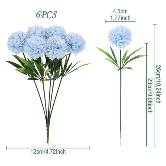 Rkxzt Simulated Flowers,Fake Hydrangea Flowers 6 Pack Bouquet for Home Wedding Party Decor,Artificial Flowers|Plastic,Blue