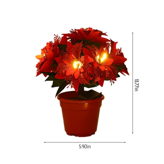 Rkxzt Simulation Pot Tree Lights Lighted Poinsettia Christmas Tree with Warm White