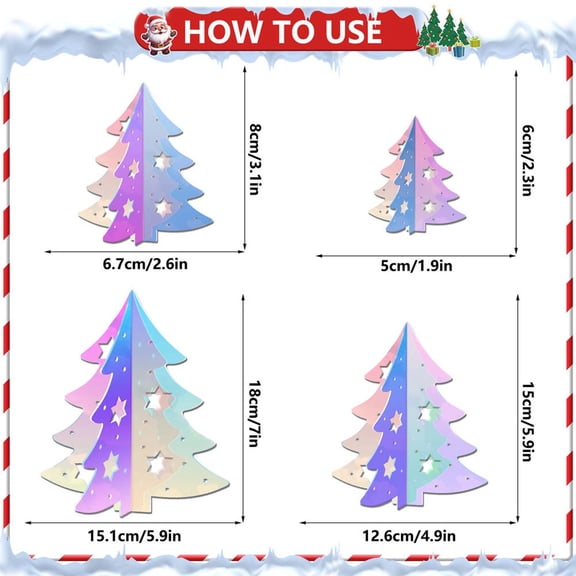 Rkxzt Simulation Trees,Christmas Tree Mirror Ornament Set 4 Pcs Acrylic Festive Holiday Decorations,Christmas Decoration Supplies|Acrylic,Muticolor