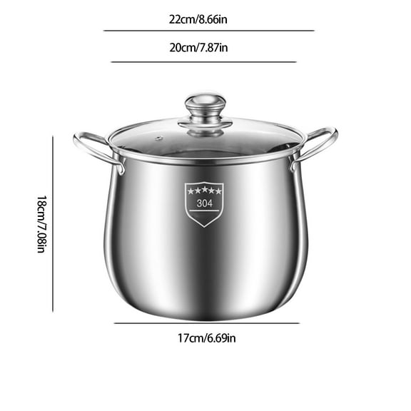 Rkxzt Soup Pot Stainless Steel Stock Pot with Lid 8.66 Quart Capacity Induction Safe Kitchen Dining