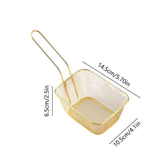 Rkxzt Stainless Steel Food Basket Stainless Steel French Fries Basket 5.7x4.1x2.5"Gold Rose Silver Mini Frying Basket for Snacks 1 Count Kitchen