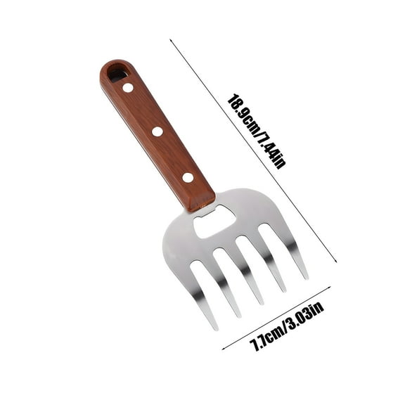Rkxzt Stainless Steel Meat Divider Stainless Steel Bear Claw Meat Shredder Fork with Wood Handle - 5 Claw Barbecue Tool for Pulled Pork Chicken Beef