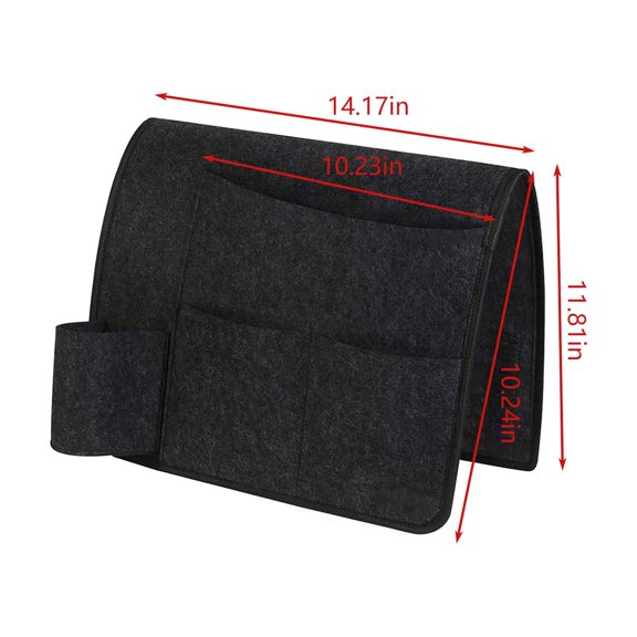 Rkxzt Storage Bag Bedside Caddy Storage Organizer Hanging Bag with 4 Pockets for Bed Frame 14.17x11.81"Black Gray Storage Organization