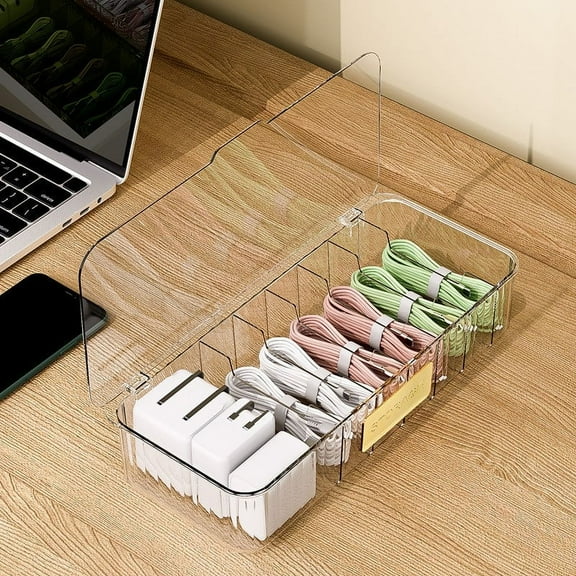 Rkxzt Storage Box,Desktop Charger Cable Organizer Box Multifunctional Storage Drawer for Earphones Mobile Phone Charging Cables,Storage Trunks