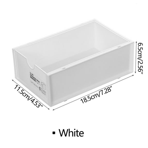 Rkxzt Storage Box Stackable Clear Plastic Desk Organizer Drawers Wide Open White Storage Box for Office and Home 1 Count 7.48x4.53x2.56 Inches Home