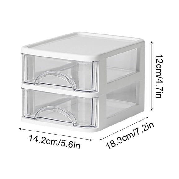Rkxzt Storage Box Transparent Plastic Desktop Storage Box Drawer Organizer for Stationery Cosmetics 2-Pack 14.2x18.3x12CM Home Storage|Plastic