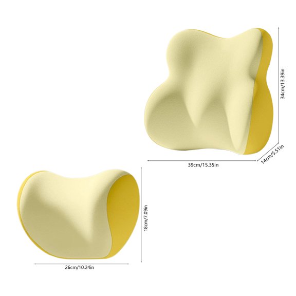 Rkxzt Suede Headrest Pillow Set Car Headrest Lumbar Cushion Set Flock Backrest Support Pillow 39x34x5cm 1Pcs Bedding|Flock,Yellow
