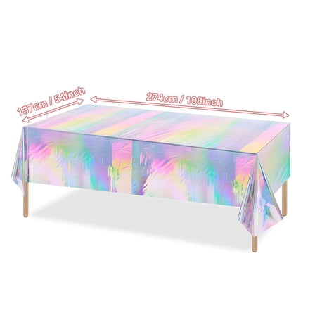 Rkxzt Tablecloth Holographic Foil Table Cover 54x108 Inch Iridescent Plastic Party Tablecloth for Mermaid Birthday Boy's Shower Home