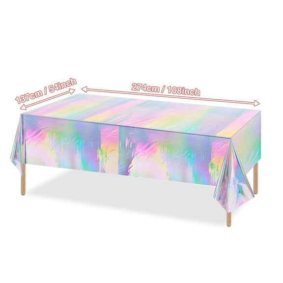 Rkxzt Tablecloth Holographic Foil Table Cover 54x108 Inch Iridescent Plastic Party Tablecloth for Mermaid Birthday Boy's Shower Home