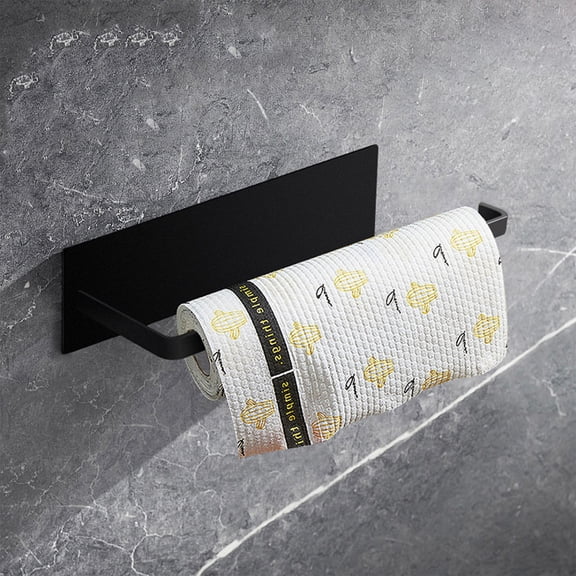 Rkxzt Toilet Paper Holder,Iron Kitchen Roll Holder Adhesive Mount Towel Rack Cabinet Paper Towel Organizer No-Drill