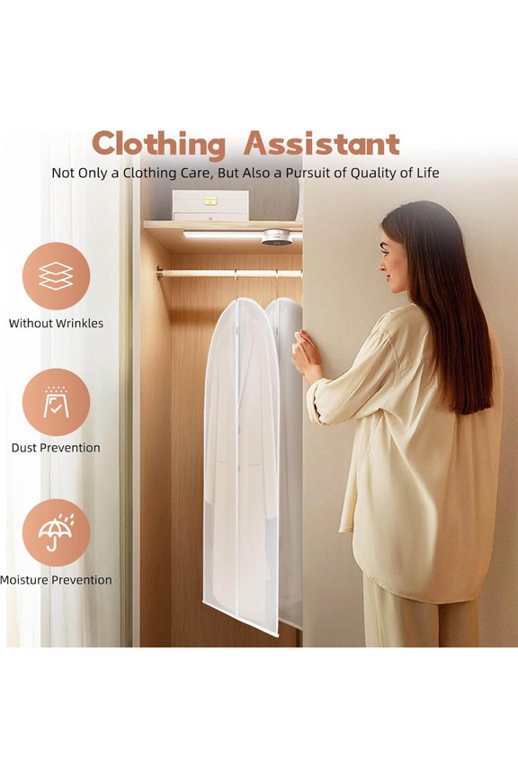 Translucent Storage Bag Clear Garment Bags for Hanging Clothes Full Zipper Suit Covers Translucent Storage 60x110cm 1-Piece Closet Organizer Home