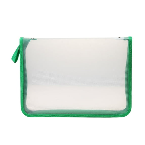 Rkxzt File Folders Storage Bag Zipper File Organizer Bag A4 Document Holder Transparent Office Folder Pouch for School Use Green Plastic
