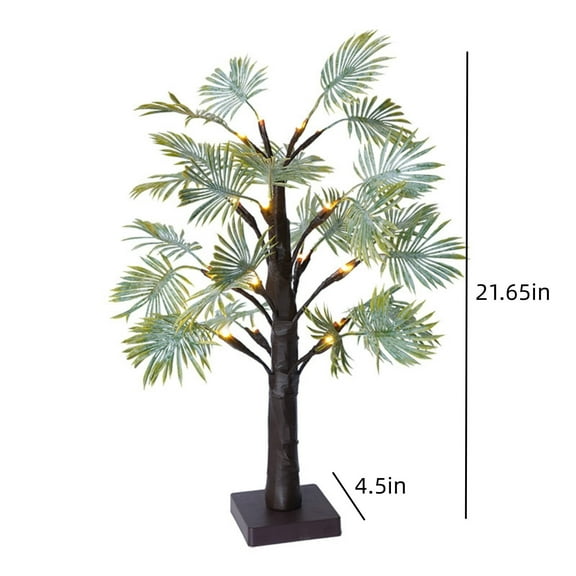 Rkxzt Tree Lights LED Palm Leaf Tree Lights with 16 Warm White LEDs Battery Powered for Christmas Thanksgiving Party Decoration,Decorative Lights|Plastic,Green