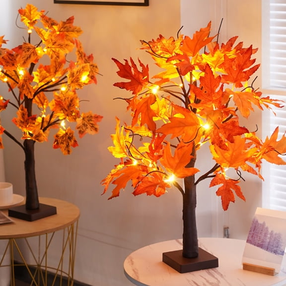 Rkxzt Tree Lights Maple Leaf Tree Lights 24 LED Battery