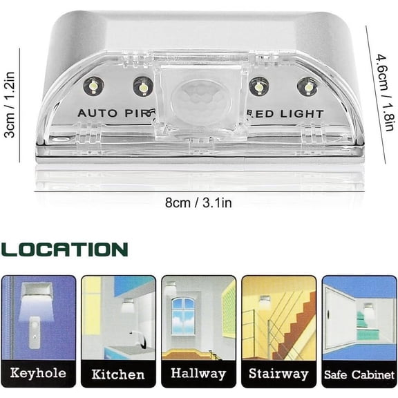 Rkxzt Unlock Sensor Light,Infrared Motion Sensor LED Door Lock Light Night Light 4 LED 10 ft Range Battery Powered,Tools&Home Improvement