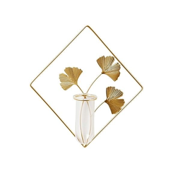 Rkxzt Wall Decoration Ginkgo Hydroponic Wall Hanging Vase with Iron Hook and Nails for Home Living Room Decoration Home Decor|Iron,A