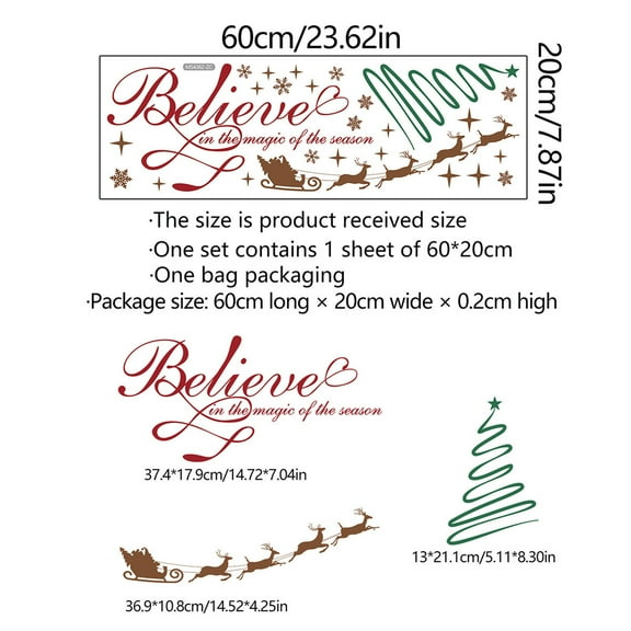 Rkxzt Wall Stickers Christmas Snowflake Deer Wall Decal Self-Adhesive Holiday Home Decoration for Living Room Bedroom,Home Decor|Pvc,Multicolor