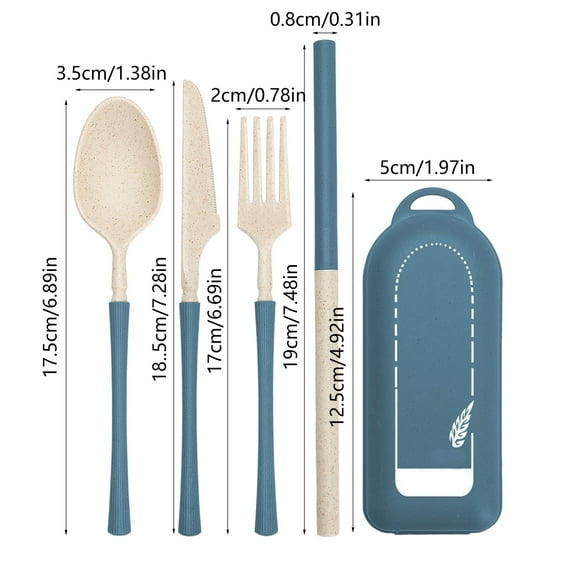 Rkxzt Wheat Straw Tableware,Wheat Straw Tableware Set 4-Piece Portable Knife Fork Spoon Straw Camping Outdoor Utensils,Kitchen Utensils Gadgets