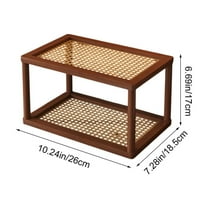 Rkxzt Woo D Shelf For Storage,Wooden Desktop Shelf Organizer 2 Tier Storage Rack for Cups and Cosmetics 18.11x6.69x7.28in,Kitchen Dining Room