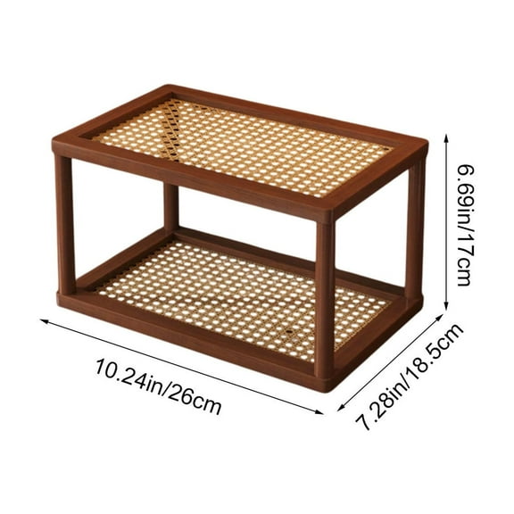 Rkxzt Woo D Shelf For Storage,Wooden Desktop Shelf Organizer 2 Tier Storage Rack for Cups and Cosmetics 18.11x6.69x7.28in,Kitchen & Dining Room