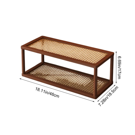 Rkxzt Woo D Shelf For Storage,Wooden Desktop Shelf Organizer 2 Tier Storage Rack for Cups and Cosmetics 18.11x6.69x7.28in,Kitchen & Dining Room