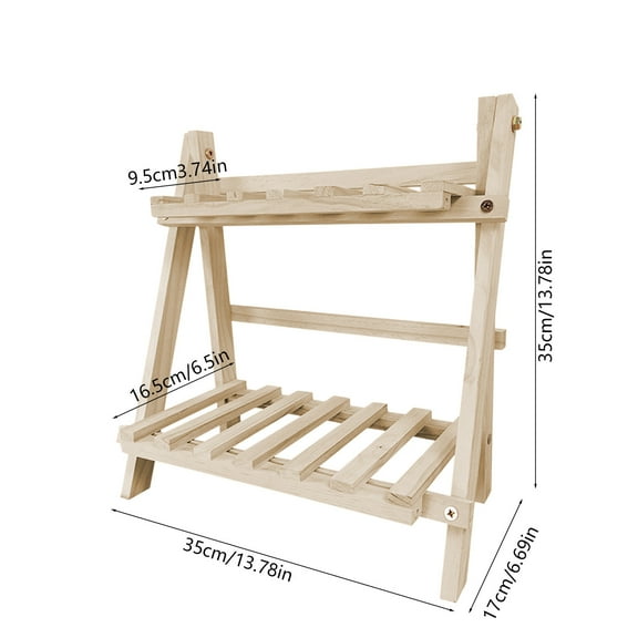 Rkxzt Wooden Shelf Wooden Plant Rack Foldable Storage Shelf 13.78x13.78x6.69"for Living Room Balcony Decor Home Decoration