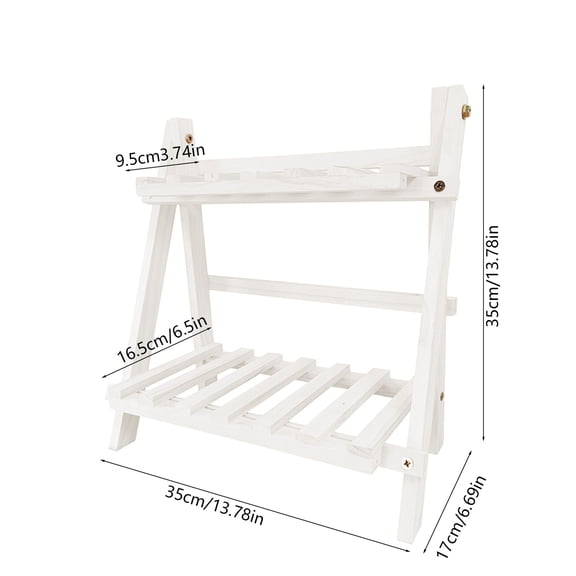 Rkxzt Wooden Shelf Wooden Succulent Plant Rack Foldable Storage Shelf 13.78x13.78x6.69 Inch for Living Room Balcony Decor Home Decoration|Wood,White