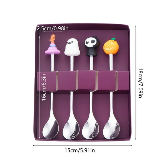 Rkxzt Wrought Iron Tableware Doll Spoon Set 4 Piece Stainless Steel Stirring Spoons 7.08 Inch Dessert Utensils,Other Decoration