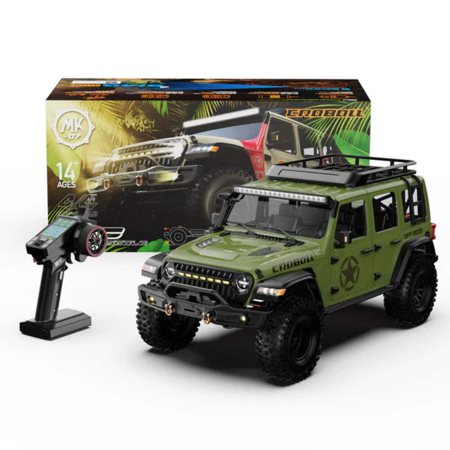 Rlaarlo 1/7 Scale 4WD Brushed RC Crawler MK-07 - Green - Walmart.com
