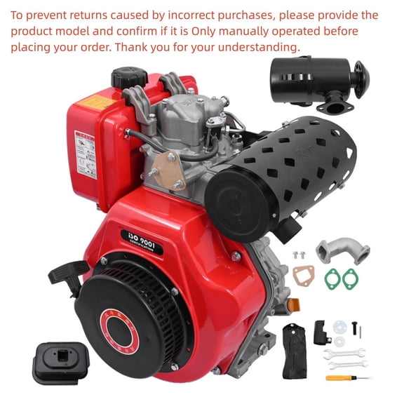 Rlfearl 10HP 418CC Diesel Engine 186F Single Cylinder Air-Cooled Recoil Start With 4 Bolts for Yanmar Kubota John Deere Honda Toyota