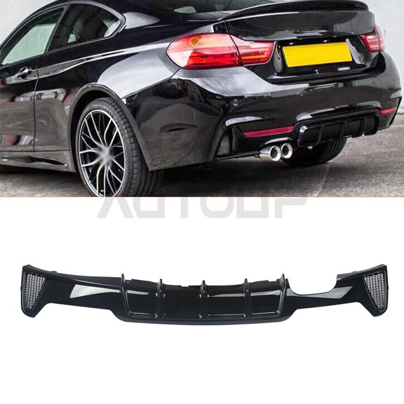 Rlfearl Rear Lower Bumper Diffuser for BMW 4 Series F32 F33 F36 Sport Look Model 2014-2020 Glossy Black