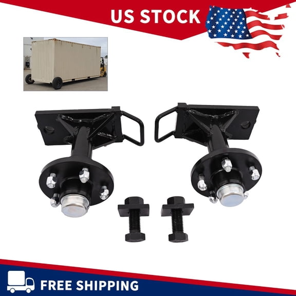 Rlfearl Superior Shipping Container Wheels 2PCS  5x4.5 Lug with Thickened 6000LB Spindle Kit